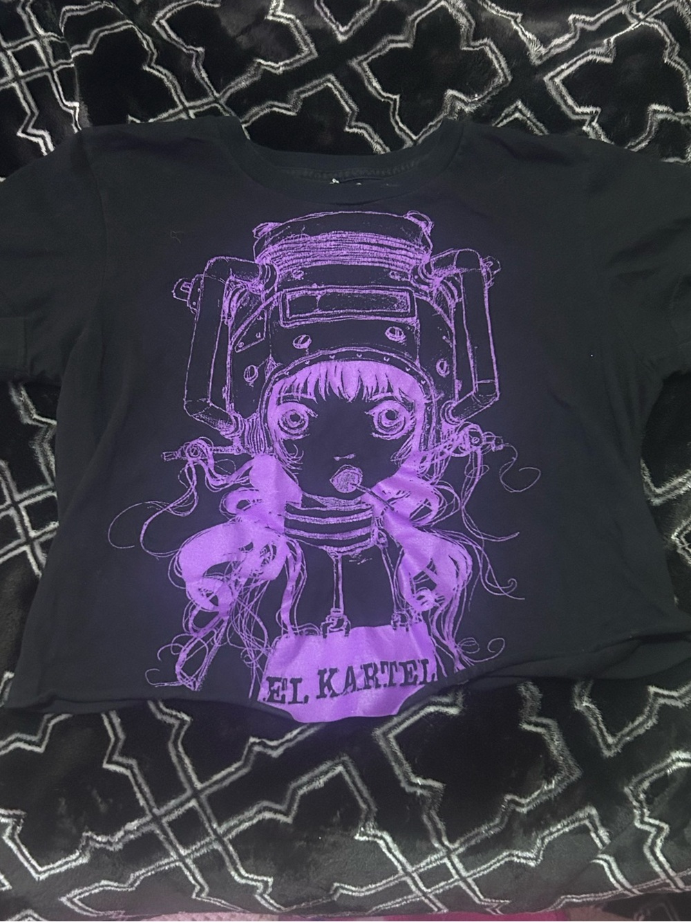 Y2K Cyber Anime Streetwear Purple alt goth emo shirt tee T-Shirt scene graphic